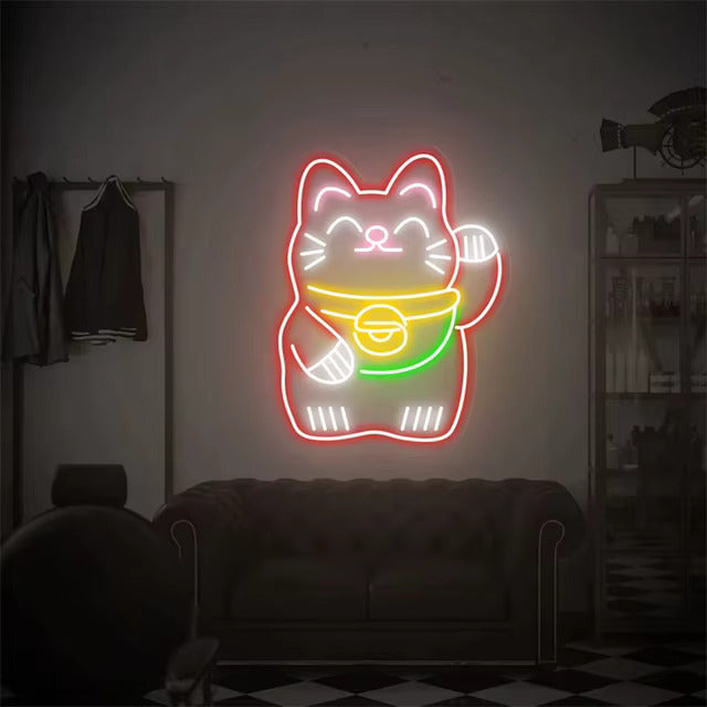 Lucky Cat LED Neon Sign