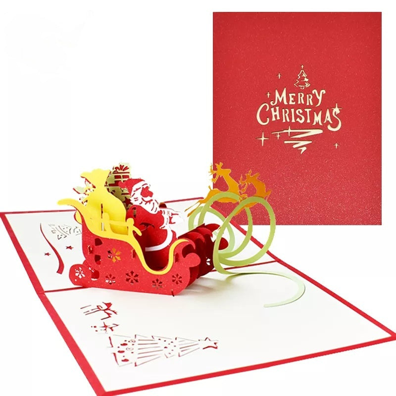 Christmas Festival Card Santa Clause sleigh
