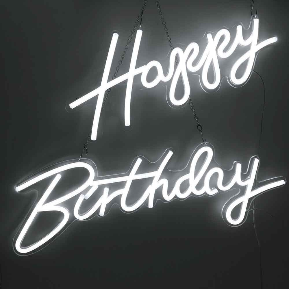 Happy Birthday LED Neon Sign Cold White