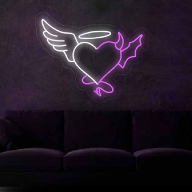 Angel and Devil Heart LED Neon Sign