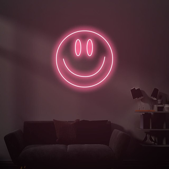 Smiley Face UK LED Neon light sign pink