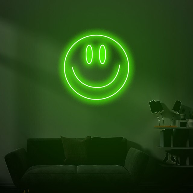 Smiley Face UK LED Neon light sign Green