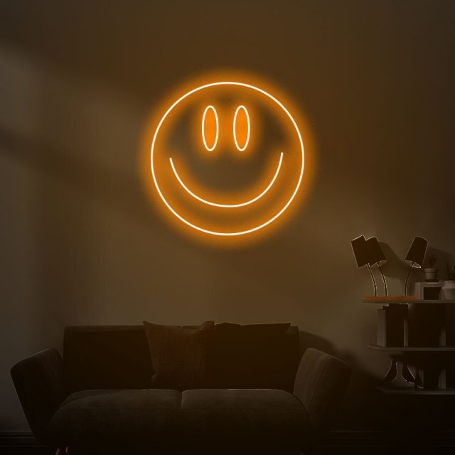Smiley Face UK LED Neon light sign orange
