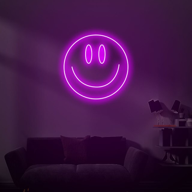 Smiley Face UK LED Neon light sign purple